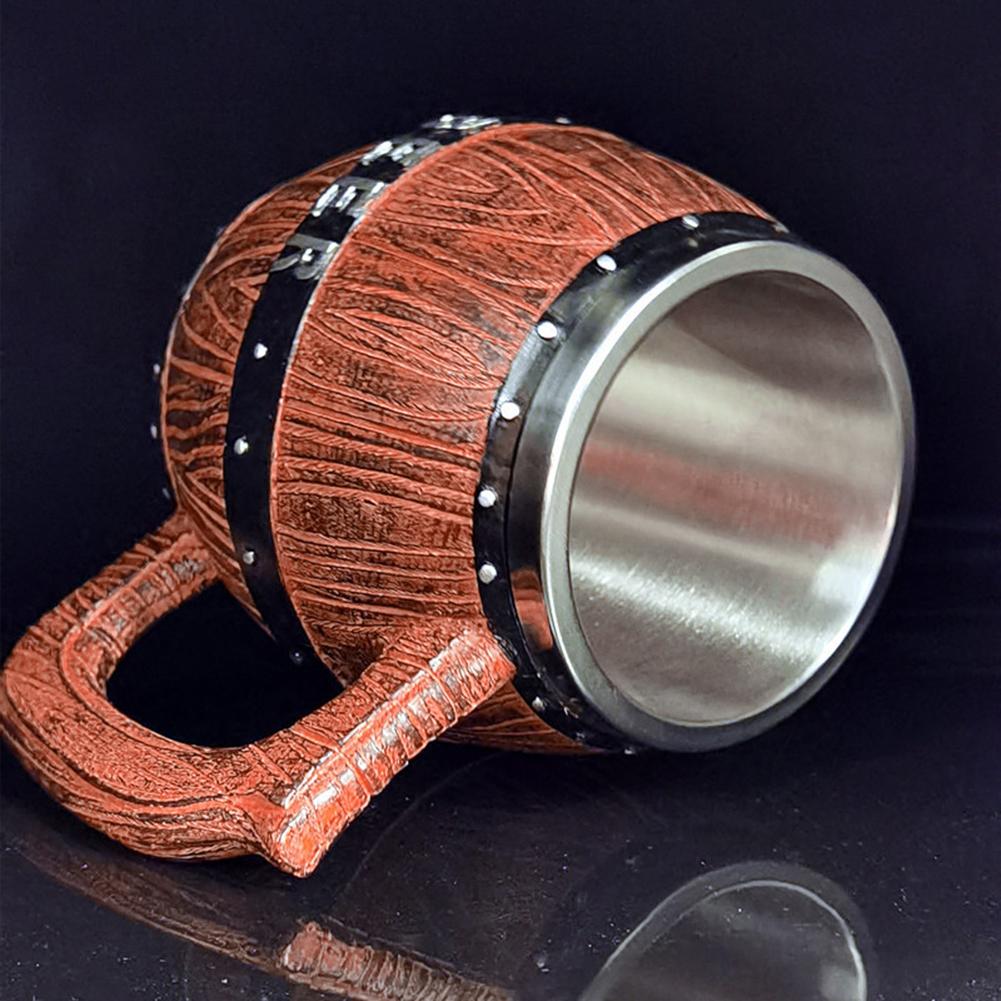 Large Capacity Wooden Barrel Beer Glass Cocktail Drinking Glass Large Beer Barrel Kitchen Holiday Creative Exquisite Gift