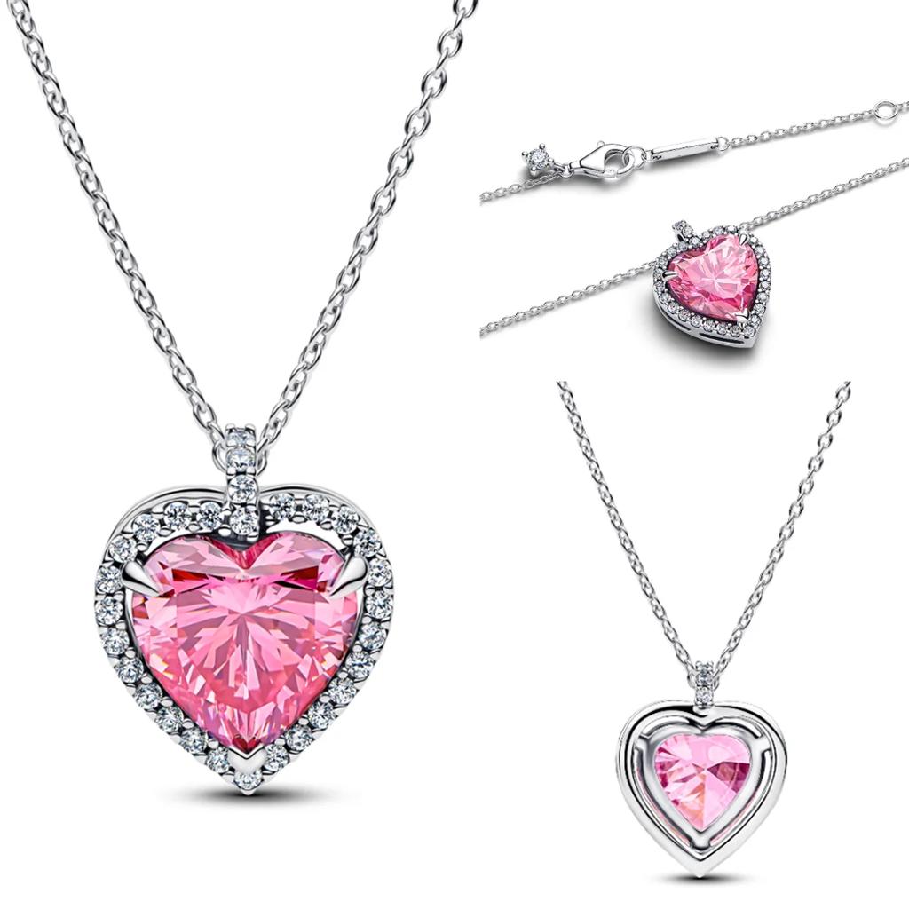 New Original 925 Silver Four-Leaf Clover Butterfly Star Moon Heart Key Necklace For Women Jewelry Valentine's Day Gift