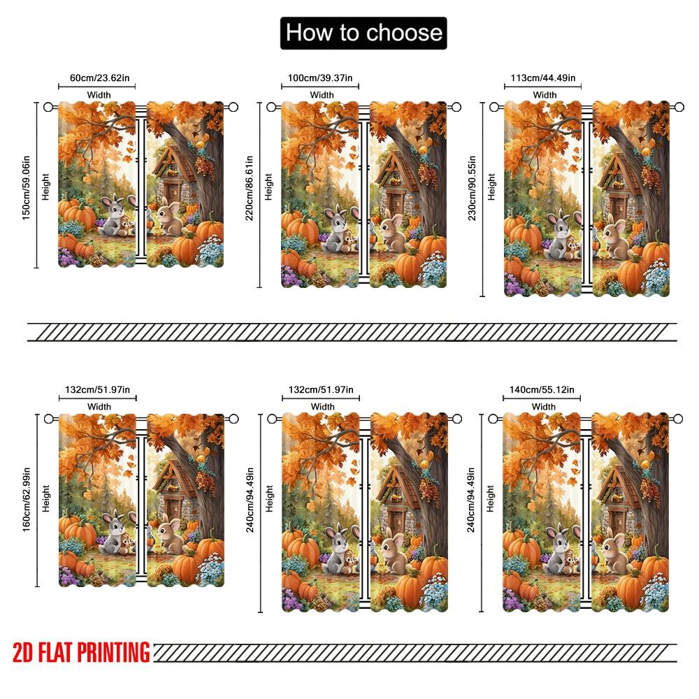 2 Stück, 2D-Flachdruck Beliebte Vorhänge Herbst Tierparty Langlebiger 100% Polyesterstoff (ohne Stange) Dekorationen im Inneren von Ldeal