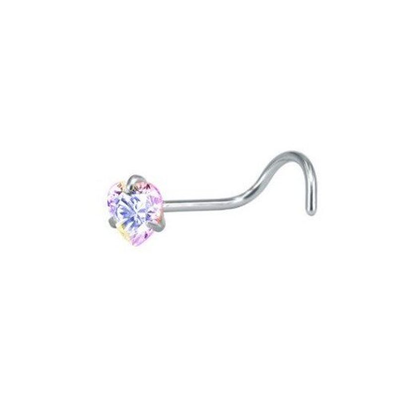 

Heart Nose Stud Anti-Allergy Super Flash Color Ear Bone Stud L-Type S Curved Rod Nose Studs Zircon Nose Ring Fashion Piercing Ear Stud No. 2 Big Bend Love Color