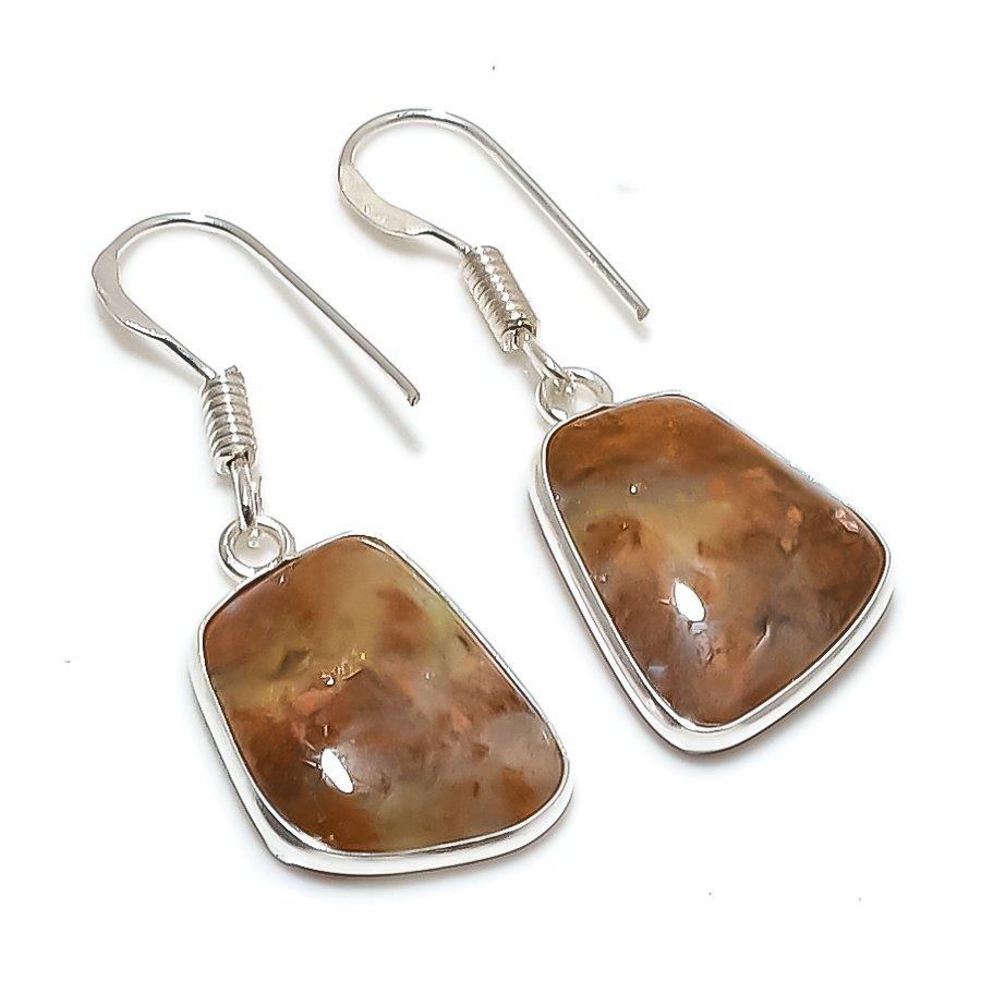 Natural African Moss Gemstone 925 Sterling Silver Jewelry Earring 1.42 AE-12435