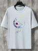 Mens Casual and Fashionable Moon Astronaut Graphic Printed Round Neck Short Sleeved Tshirt with Loose Clothing Added