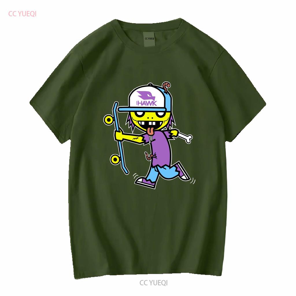 Tony Hawk Zombie Skateboarding T-shirt Blå Skjorta Ungdom Medium Polyester vintage Tvättad Mångsidig Topp För Vardagsbruk