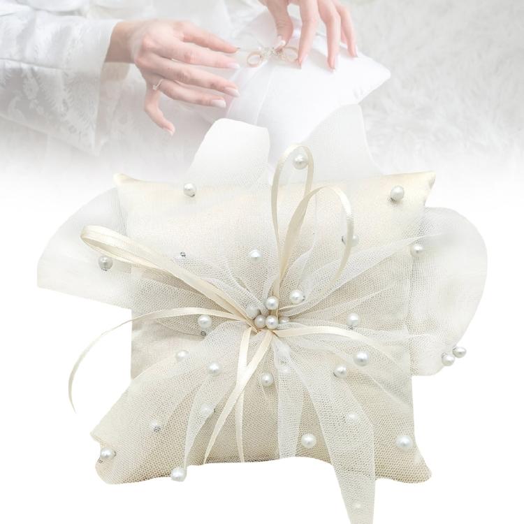 Unique Pearls Rings Bearer Pillow Cushion Bows for Proms, Anniversaries, Ceremonies, Wedding Embellishments