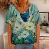 Summer Women's Short Sleeved New Flower Animal Painting 3D Printed Short Sleeved T-shirt