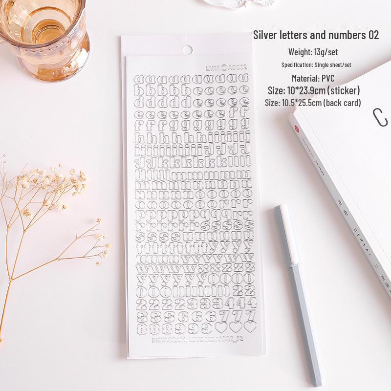 Waterproof PVC Hot Stamped Silver Flower Notebook Stickers