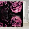 Japanese Cherry Blossom Capybara Fabric Shower Curtain,Pink Sakura Floral Moon Shower Curtain,Kids Bathroom Decor,Capybara