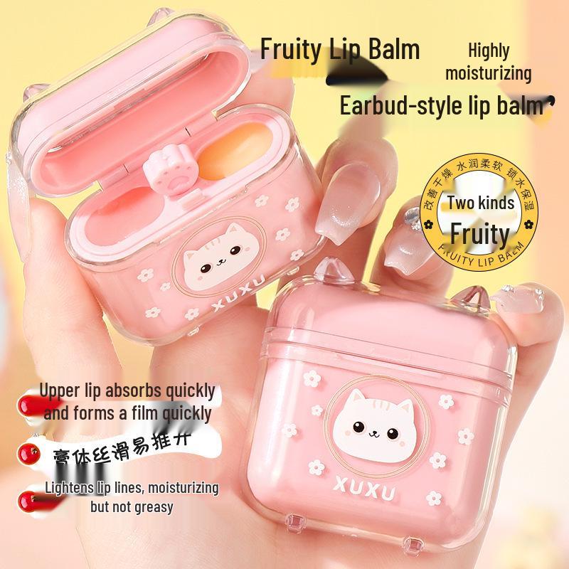 XUXU Cat Jelly Lip Mask & Balm - Moisturizes, Nourishes, and Reduces Lip Lines. Compact Earphone Design.