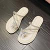 Evening wind rhinestone cover toe French slippers fairy wind sandals spring and summer new wear silver sandals women's shoes
