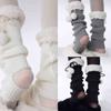 Stirrup Leg Warmers for Women Lolitas Legwarmer Frilly Knitted Long Leg Socks Winter Warm Leg Cover Middle Tube Socks