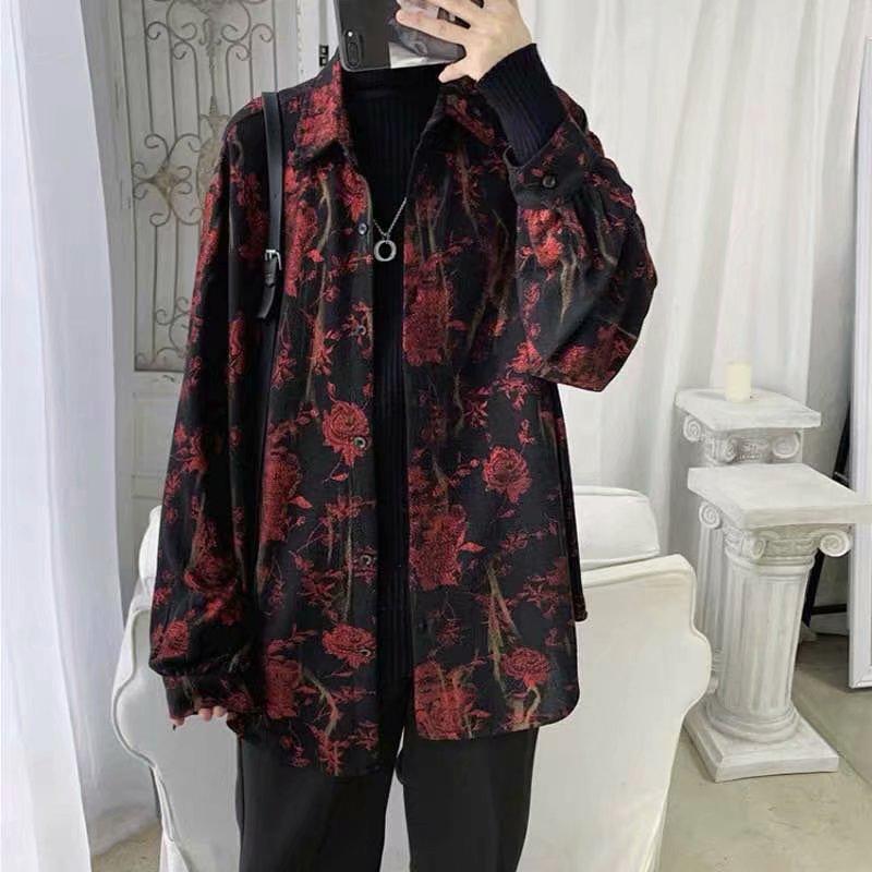 

Мужская рубашка с длинным рукавом в стиле ретро — модный повседневный топ свободного кроя на весну 2022 года M