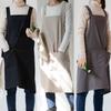 Solid Color Japanese Minimalist Kitchen Apron Cotton Household Waterproof Apron  Restaurant