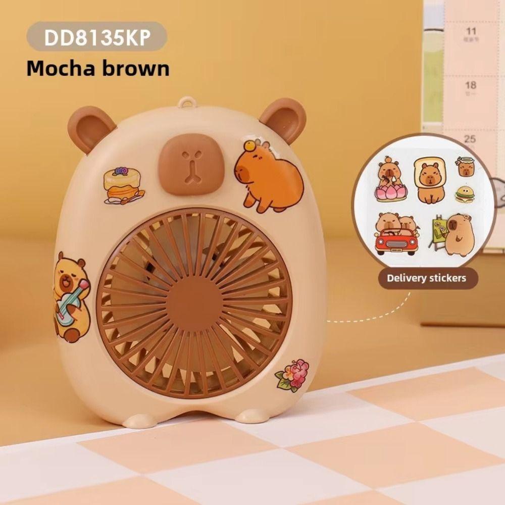 Creative Mini Capybara Fan Solid Color Cartoon Handheld Fan Simple USB Mini Fan Camping