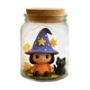 Adopt A Witch Hat Jar Halloween Witch Hat Doll with Black Cat in Jar Cute Light-up Decorative Jar for DIY Craft Gifts Party Favors