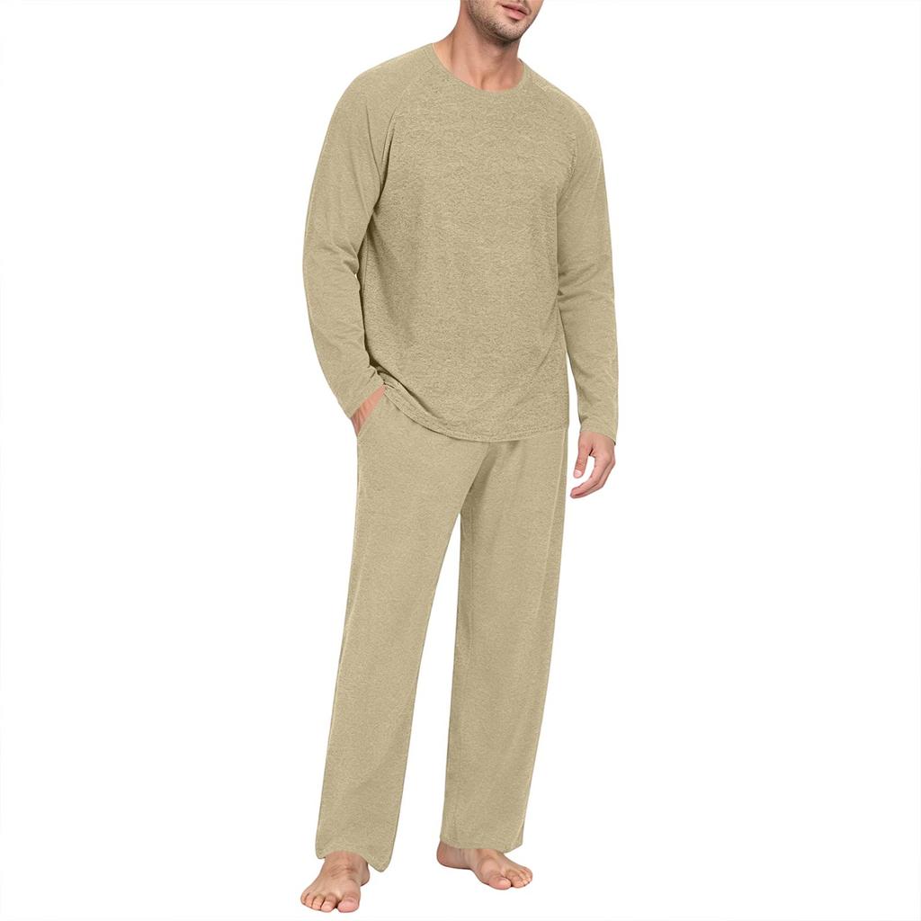 Men's Long Sleeve Pajama Set for Sleep and Loungewear - Soft Comfortable Two-Piece Sleepwear