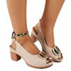 Plus-size Slip-on Sandals, High-heeled Peep-toe Sandals, Women's Beach Shoes
