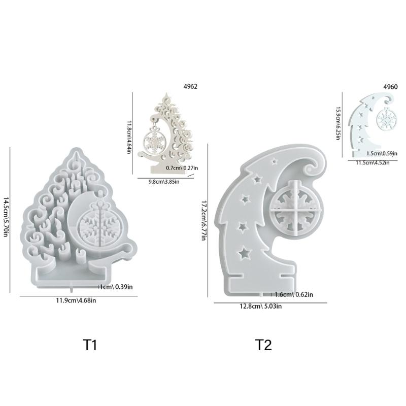 Holiday Resin Craft Mould Christmas Tree Silicone Mould With Snowflake Designs For Festive Decorations