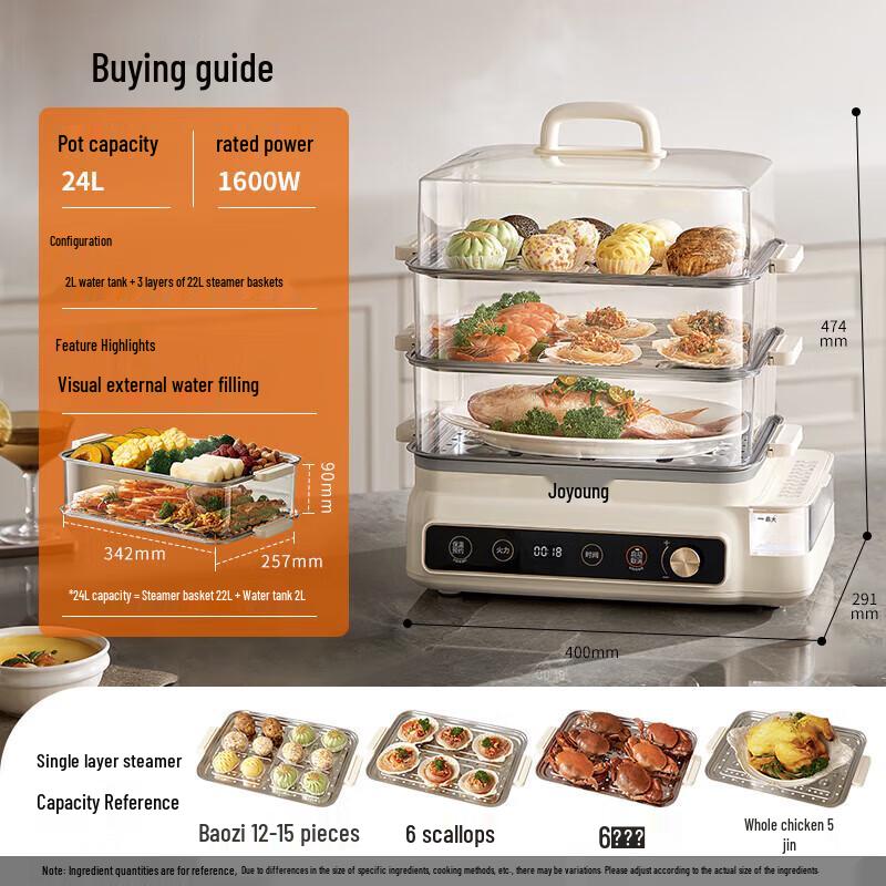 Joyoung 24L 3-Layer Electric Food Steamer GZ578