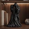 Detailed Gothic Craft Faceless Lovers Figurine, Dark Ghost Couple Sculpture, Mysterious Halloween Statue Desktop Ornament for Shelf Mantel Table Home