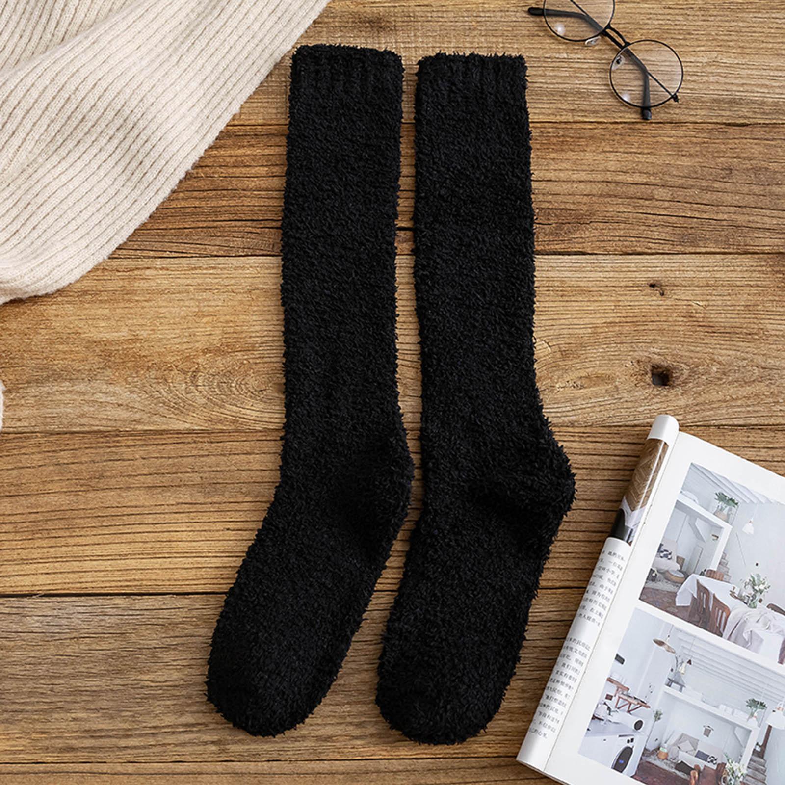 

Winter Women Coral Fleece Socks Middle Tube Sleeping Home Calf Socks чёрный
