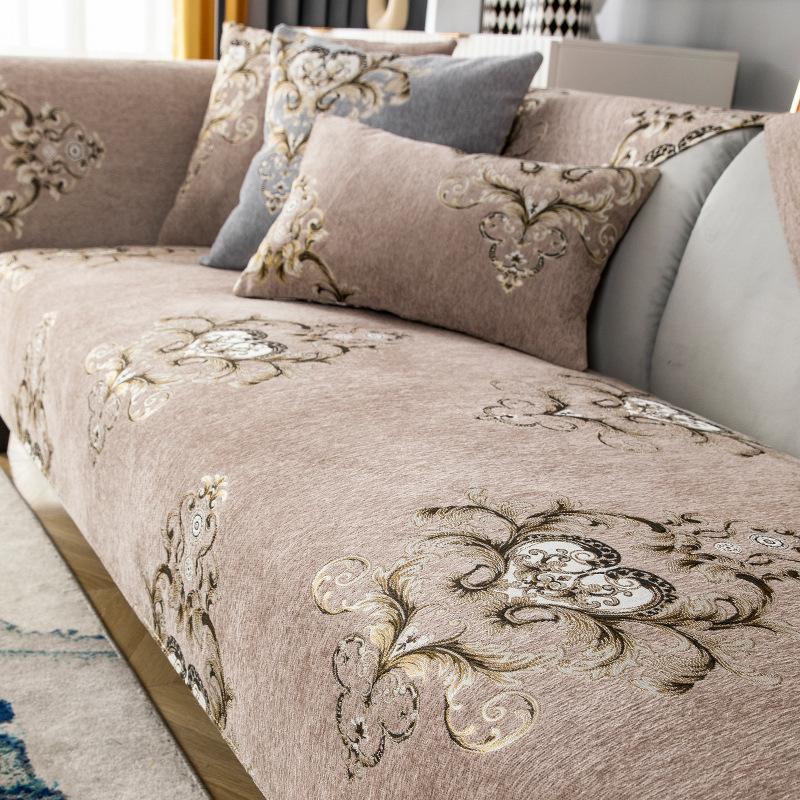 Non-Slip Chenille Light Luxury Sofa Cushion Four Seasons Universal European Style Seat Cushion Leather Sofa Cover Back Towel Cover Cloth