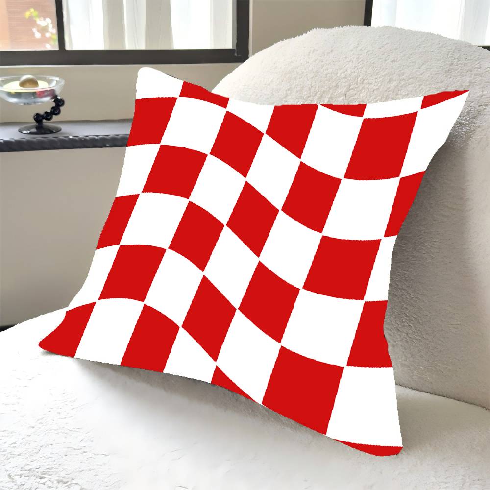 1PC Retro Color Wavy Checkered Pillow Case Square  Bedroom Sofa Leisure Comfort Cushion Car Home Decoration Pillowcase 40x40