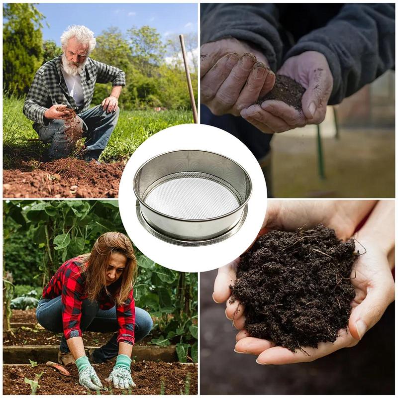 Garden Soil Sieve Stainless Steel Rice Fine Wire Mesh Strainer Handheld Kitchen Strainers Round Flour Baking Sieve