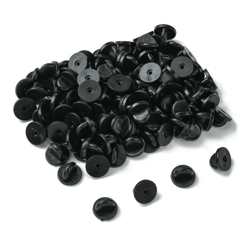100 Piezas Traseras de Goma Negra para Pines de Solapa, Pasadores para Gemelos, Cierres para Insignias, Suministros y Accesorios para Hacer Joyería