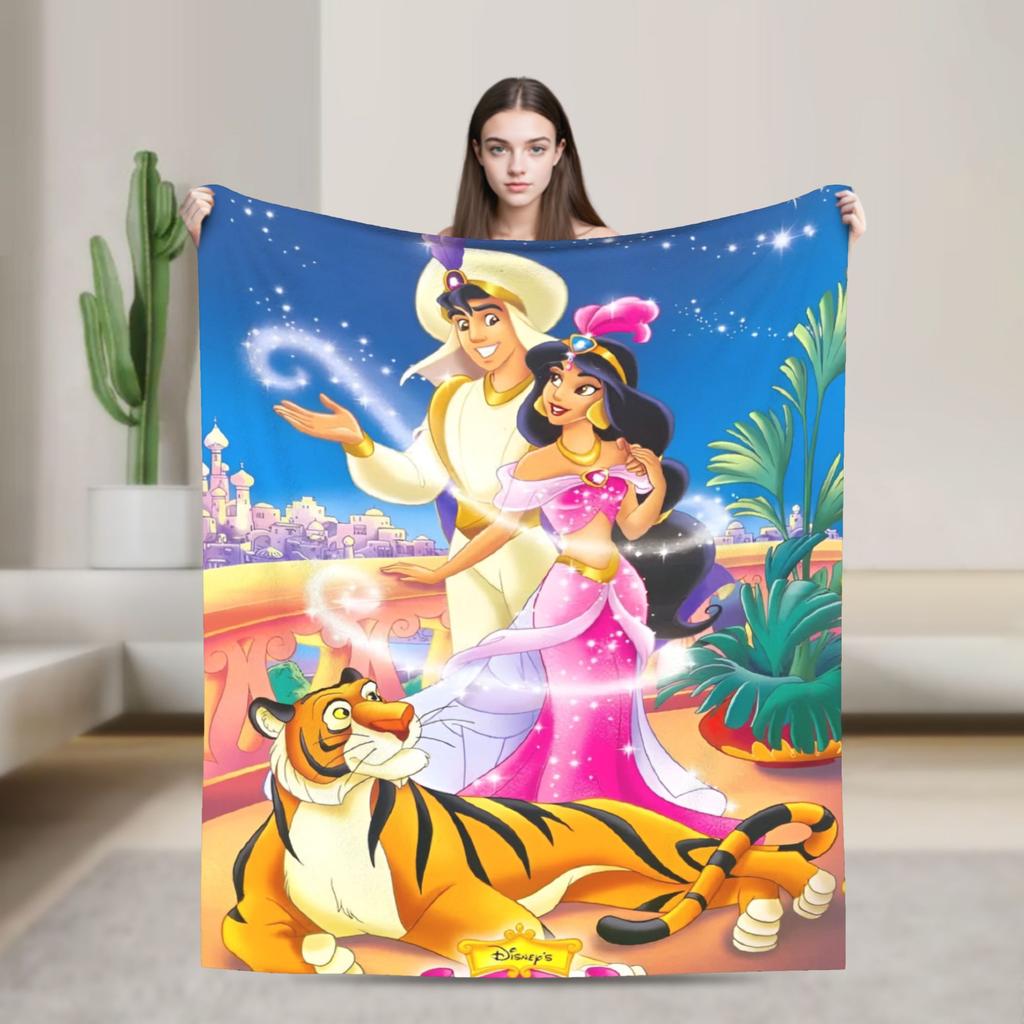 Aladdin Jasmine Cartoon Blanket Warm Fluffy Plush Throw Blanket For Couch Bed Decorative Flannel Bedspread Bed Cover
