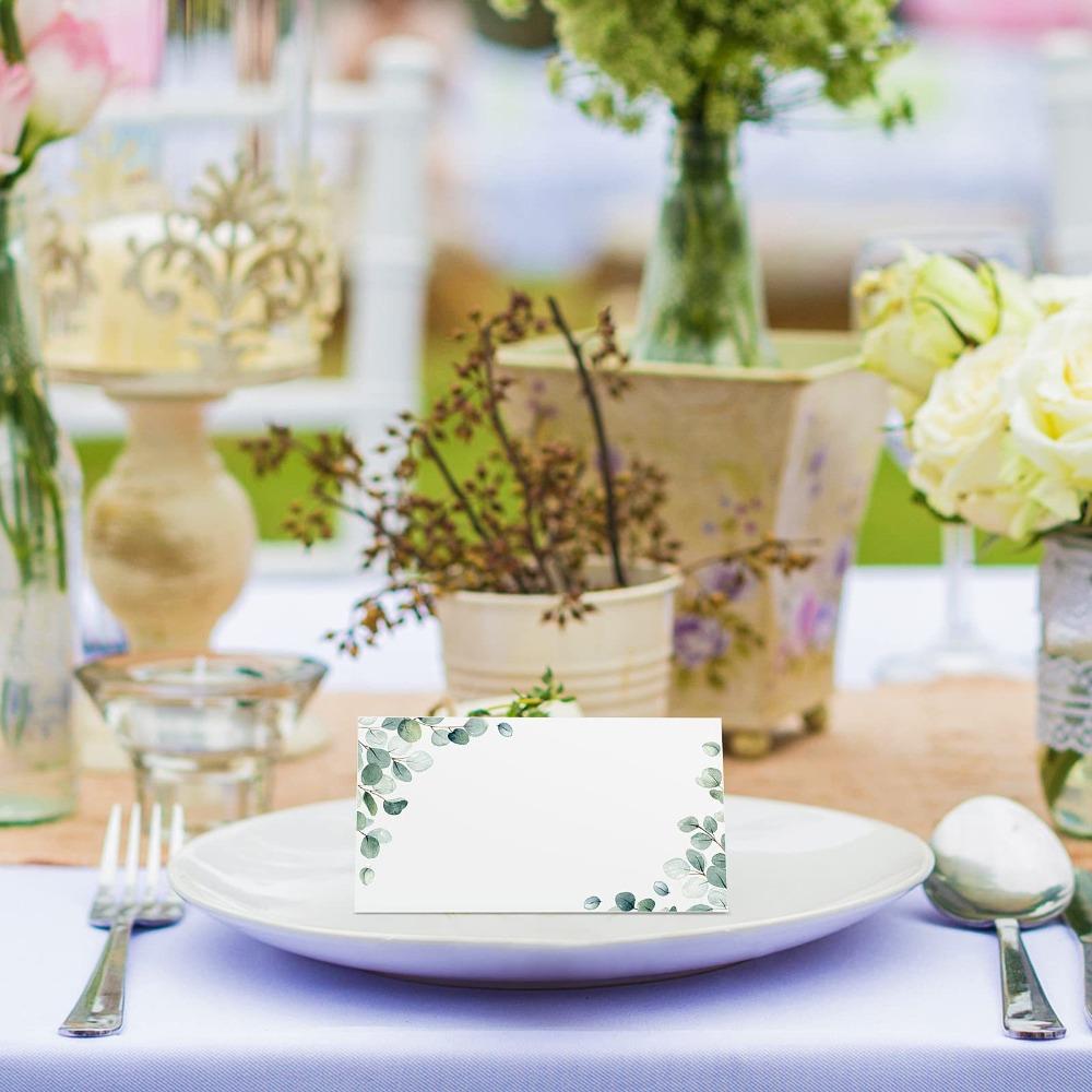 50pcs Paper Table Name Place Cards Blank Tented Name Card  Banquet Tables