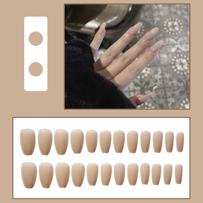 2025 Newest 24Pcs/Set Nail Art French Fake Nails Set With Glue Abs Plastic - Simple Short Nail Stickers
