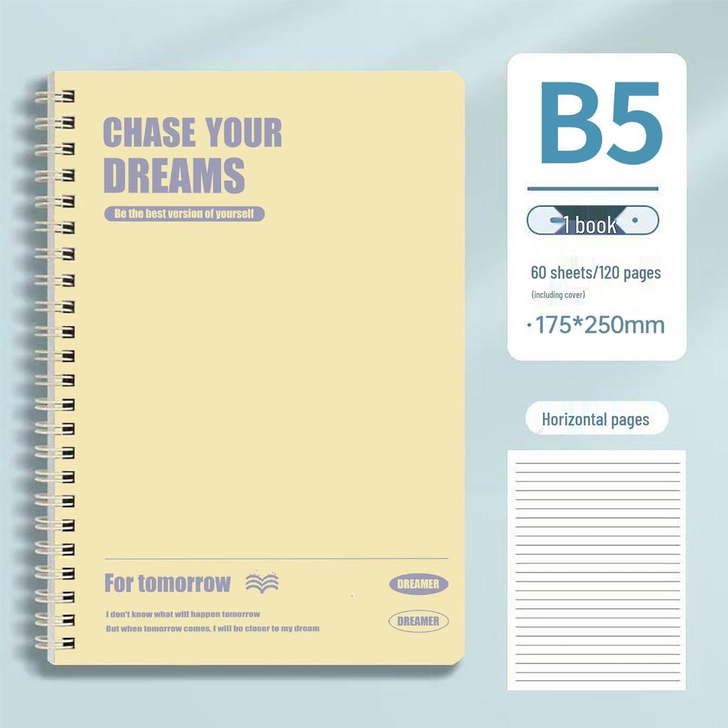 Super Thick Spiral Notebook B5, Lined, High Appearance A5, Perfect for High School Exam Prep.