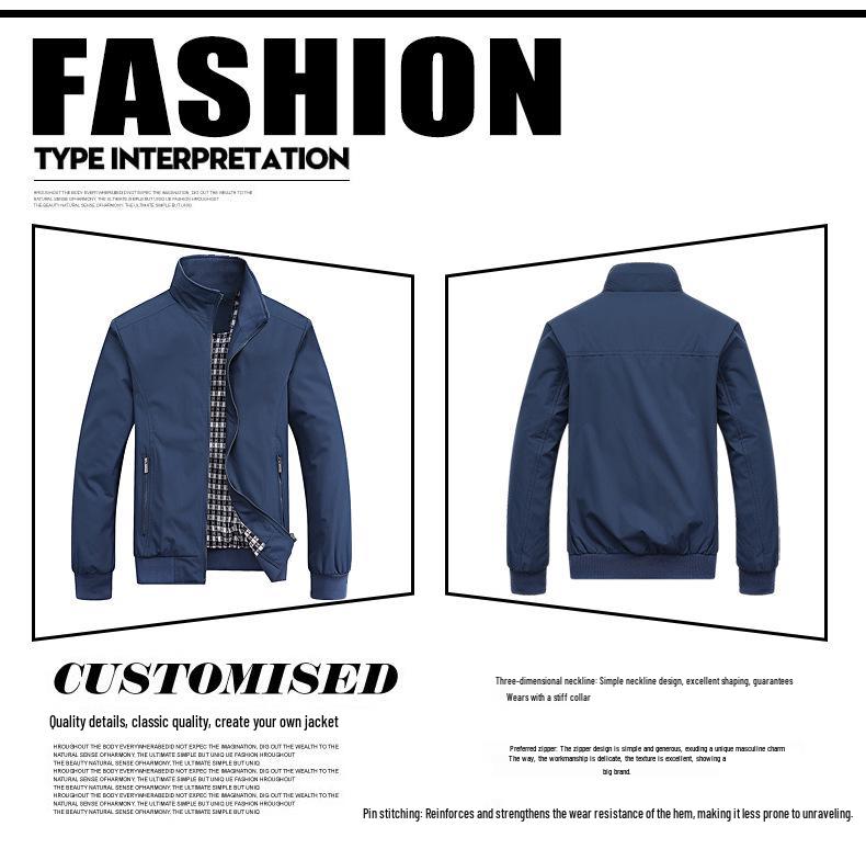 Men's Spring & Autumn Trench Coat: Casual Loose Fit Stand-Up Collar Jacket