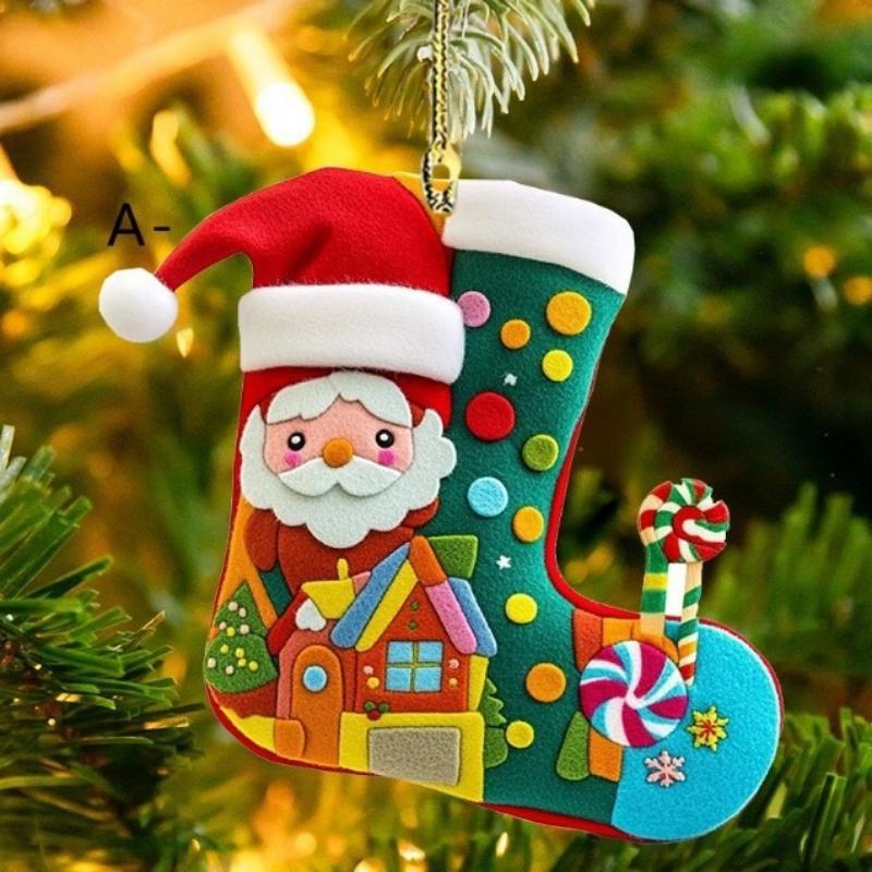 Christmas Stockings Series Flat Car Festive Atmosphere Christmas Tree Decoration Acrylic Backpack Pendant