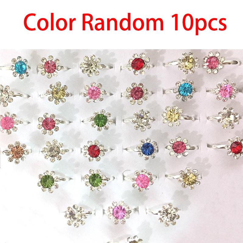 10pcs Cute Cartoon Kids Rings Kawaii Korean Children Girls Flower Alloy Finger Ring Child Jewelry Gift Adjustable Rings