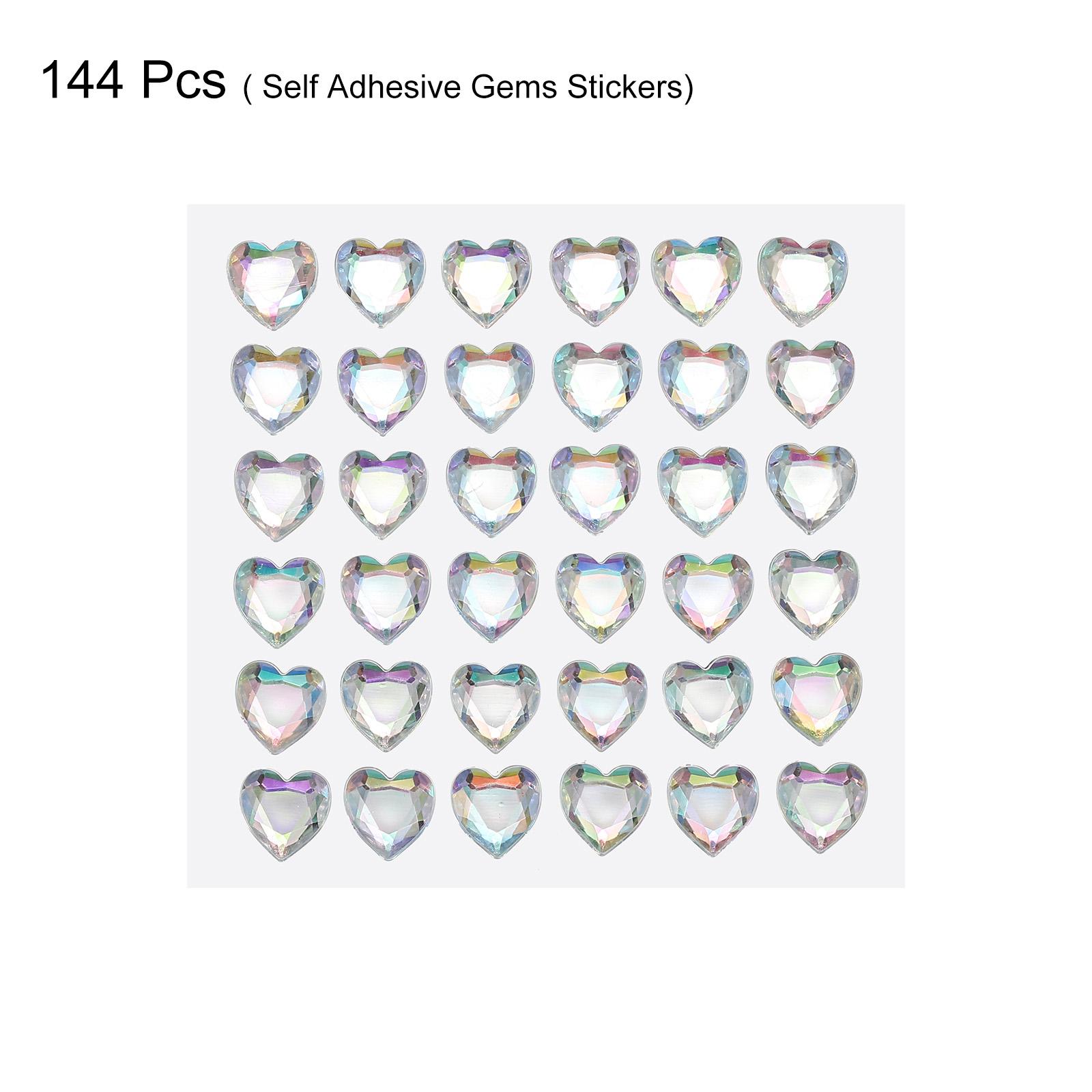 144Pcs Heart Rhinestone 10mm Self Adhesive Gems Stickers Jewelry Stickers for Girls Kids Gifts Arts & Craft DIY Jewelry Making белый