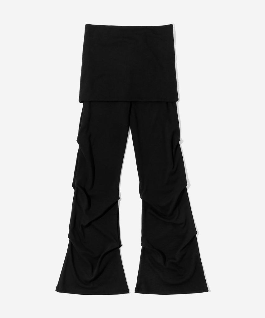 KIJIKO Ke609-Shirring Skirt Leggings Black