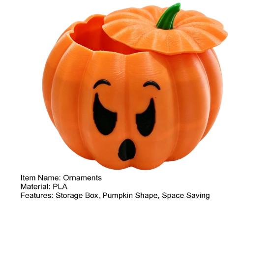 Spooky Holiday Desk Accessories 3D Printed Devil Pumpkin Storage Box with Lid, Funny Ghost Face Decorative Lid Halloween Decoration, Desktop Organizer
