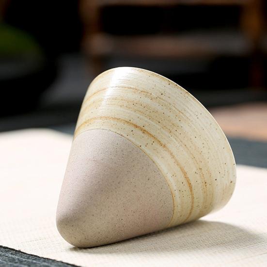 Conical Coffee Cup Japanese Style Retro Ceramic Coffee Cup Rough Pottery Tea Cup Latte Cup for Home Office