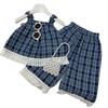 Girls' Plaid Sleeveless Camisole and Pants Set