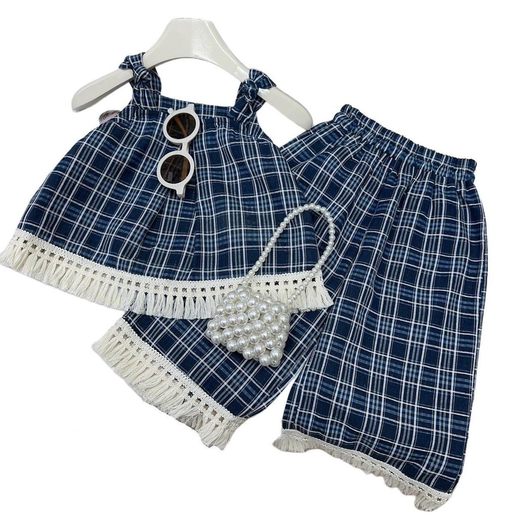 Girls' Plaid Sleeveless Camisole and Pants Set