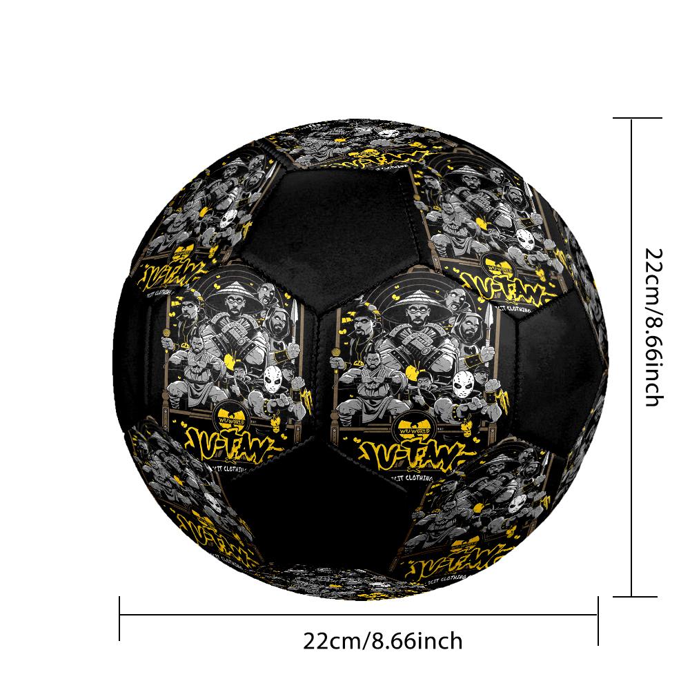 WU TANG Indoor Soccer Ball Colorful Machine Stitched PVC Size 5 Team Training Competition Ready Durable High-Bounce Cool Sports Gift