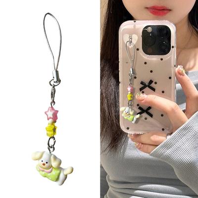 Lovely Cartoon Dachshund Phone Charm Sweet Styles Resin Materials Portable and Easy To Attach for Women and Students