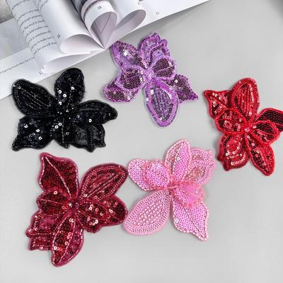 Farbe Perlen Pailletten Dreidimensionale Blume Dekorative Kleidung Applikation Kleid Kleid Korsage Zubehör Stoffaufkleber Zubehör