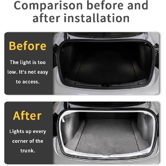 for Tesla Model 3 2017 2018 2019 2020 2021 2022 2023 LED Rear Trunk Cargo Light Interior Decoration Lights Accessories Waterproof DC 15V White Light