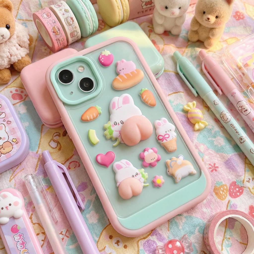 Squishy Butt Stickers of Cute Animal Character 3D Reward Stickers for Sticker Water Bottle Decor (Set 4) Stickers, Girls, Planner, Book, Notebook,