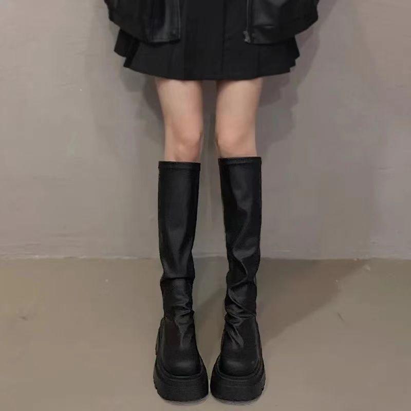 2025 Women's Knee-High Thick Sole Boots - Slimming, Over-the-Knee, Mid-Calf High-Top Autumn Design
