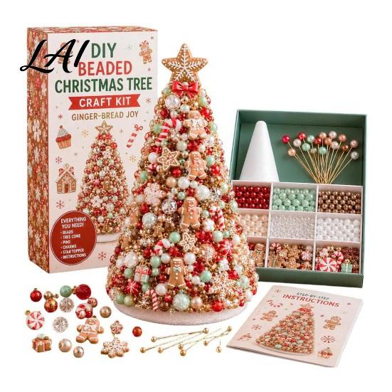 Zero-based Beading Material Kit DIY Christmas Tree for Adults Beginners Handmade 3D Ornament with Full Miniature Forest Desktop Display Tools