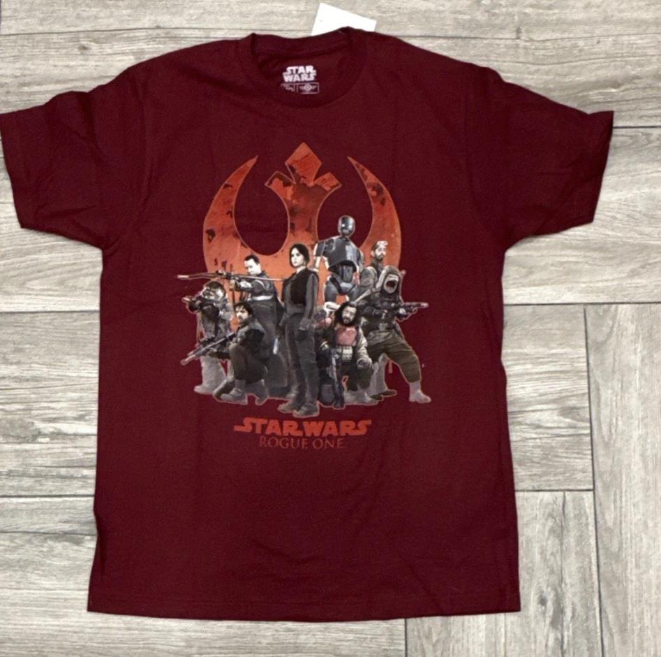 2017 Star Wars Rouge One Character T-Shirt Size Medium Pao Bistan Jyn Baze K-2SO S