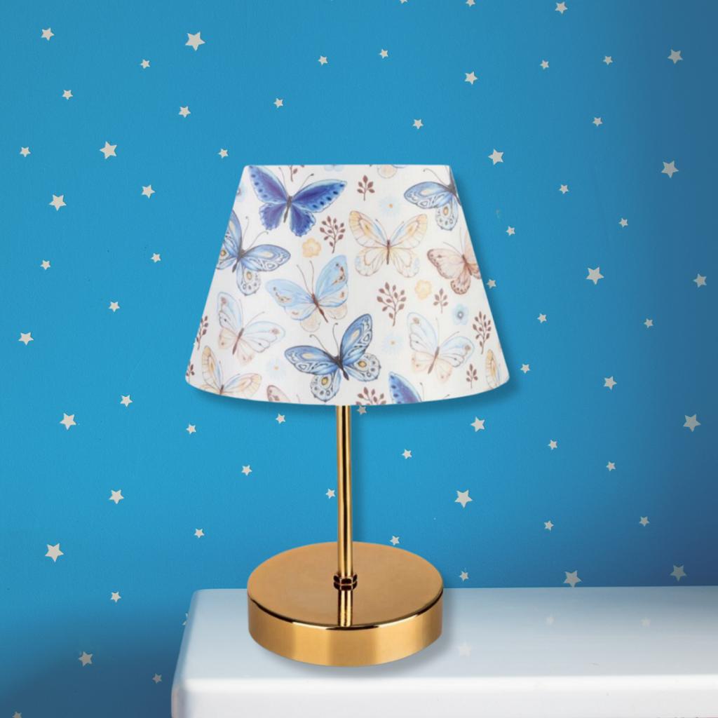 

Kuzey Metal Gold Footed Lampshade Butterfly Pattern PVC Headboard